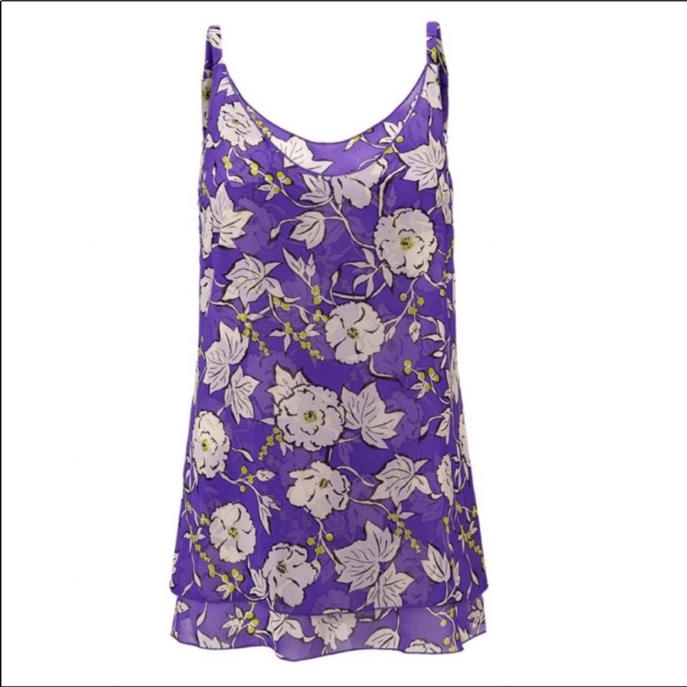 CAbi Outline Floral Layered Cami Vivid Violet Size Medium